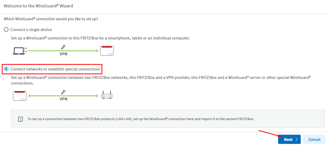 Fritz!box WireGuard wizard